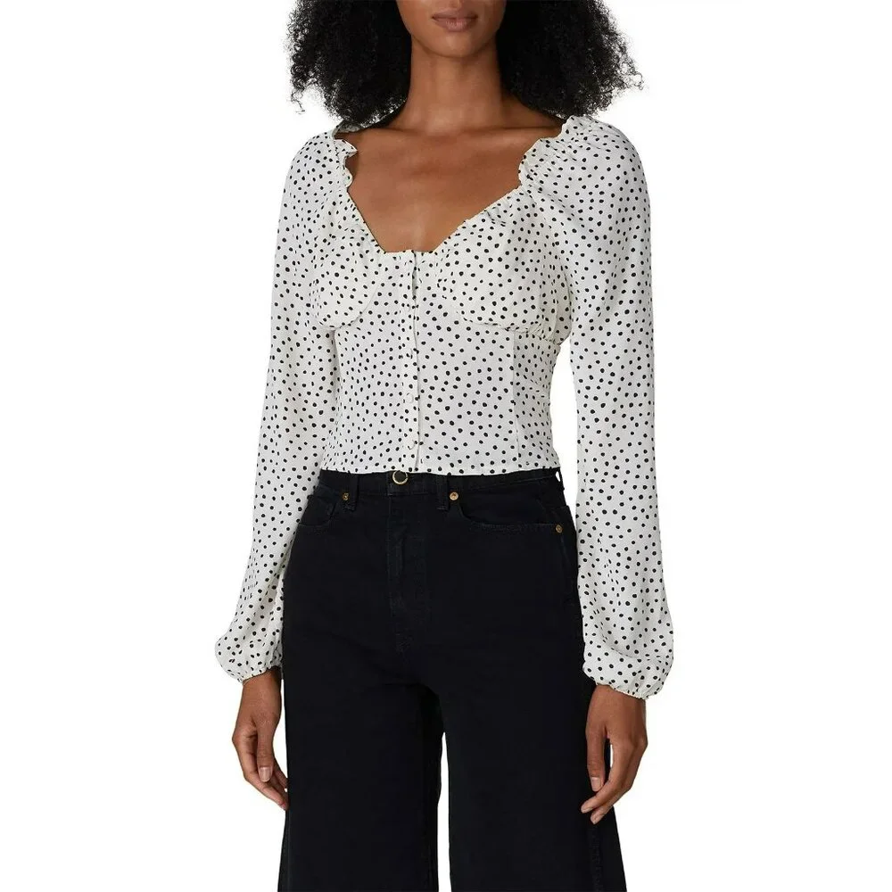 Polka Dot Ruffle Blouse - Picture 2 of 5